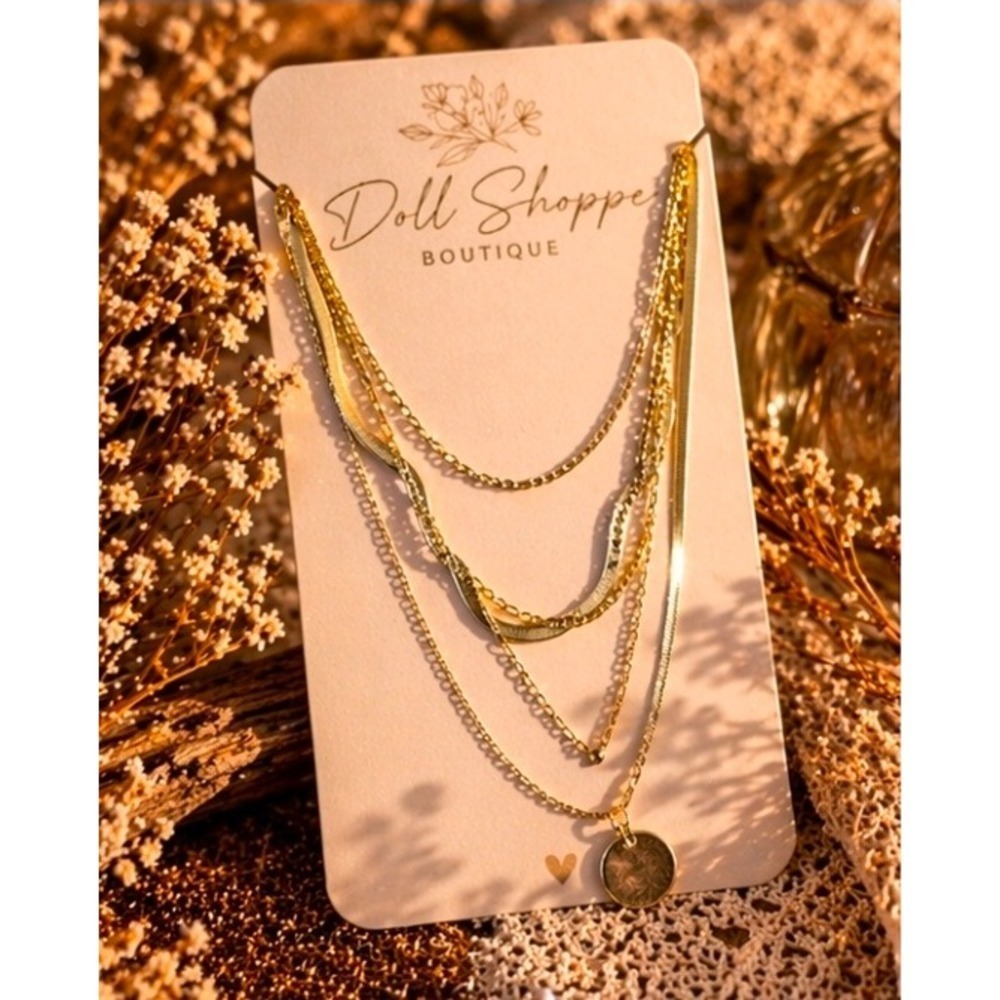Gold Layered Chain Necklace | Boho Minimalist Multi-Strand Statement